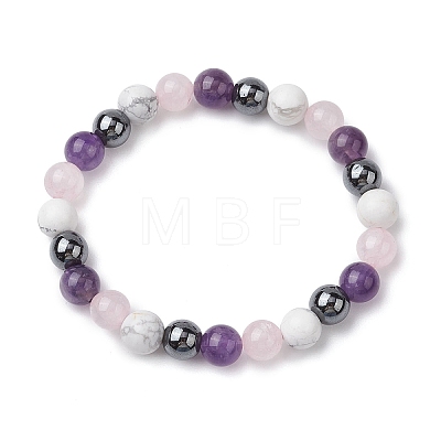 Natural & Synthetic Mixed Gemstone Beads Thread Stretch Bracelets for Women BJEW-JB11250-1