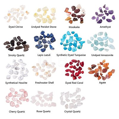 15 Style Assorted Chips Stone Beads Crushed Chunked Crystal 5-8mm Loose Beads with Value Pack for Jewelry Making G-PH0021-01-1