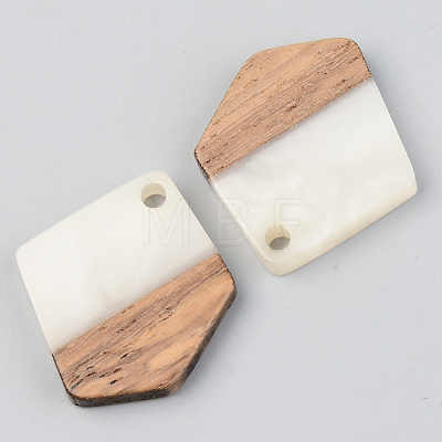 Opaque Resin & Walnut Wood Pendants RESI-S389-033A-C04-1