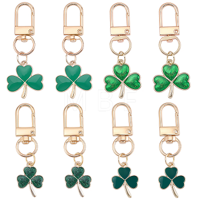 20Pcs 4 Styles Clover Alloy Enamel & Glitter Powder Pendant Decorations HJEW-CP00088-1