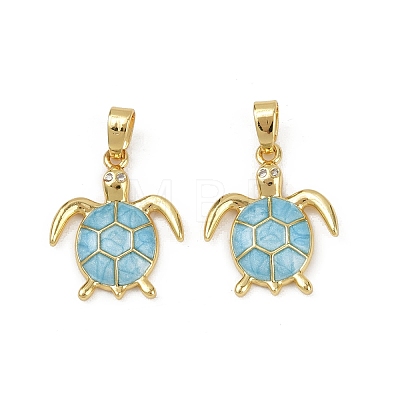 Brass Micro Pave Cubic Zirconia Pendants X-KK-C093-09G-02-1