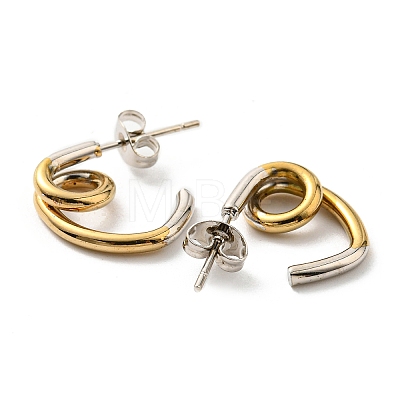 PVD Vacuum Plating 304 Stainless Steel Knot Stud Earrings for Women EJEW-F319-02GP-1