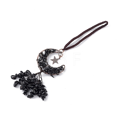 Natural Mixed Stone Moon with Chips Tassel Pendant Decorations G-L524-07R-B-1