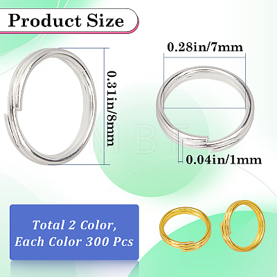 SOFPLATE 600Pcs 2 Colors Brass Split Rings KK-SP0001-82B-1