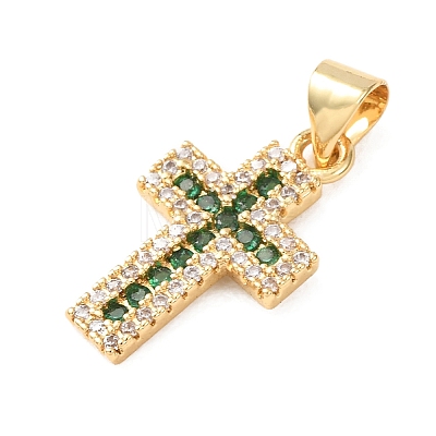Brass Micro Pave Cubic Zirconia Pendants CU-CJC290F-01D-G-RS-1