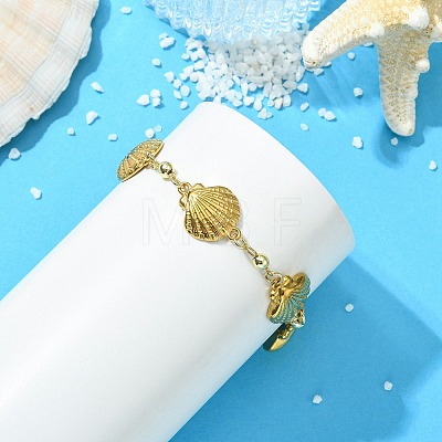 304 Stainless Steel Shell Shape Link Chain Bracelets for Women BJEW-JB13850-1