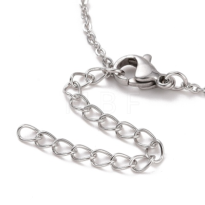 304 Stainless Steel Wave Pendant Necklace for Women NJEW-G019-02-1