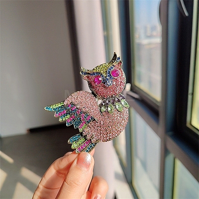 Owl Alloy Rhinestone Brooches PW-WG13AF2-01-1