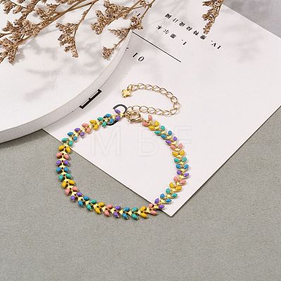 Brass Enamel Cobs Chains Bracelets BJEW-JB05744-1