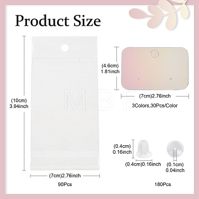 90Pcs 3 Colors Paper Jewelry Display Cards for Earring CDIS-FS0001-30-1