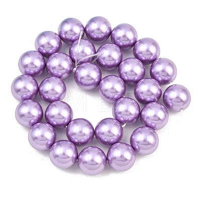 Electroplated Shell Pearl Beads Strands BSHE-F018-01-1