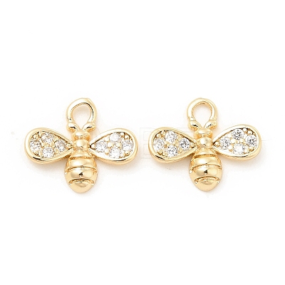 Brass Micro Pave Clear Cubic Zirconia Charms KK-G447-07G-1