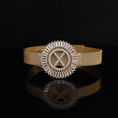 Brass Micro Pave Clear Cubic Zirconia Bangles for Women FS-WGA7409-10-1