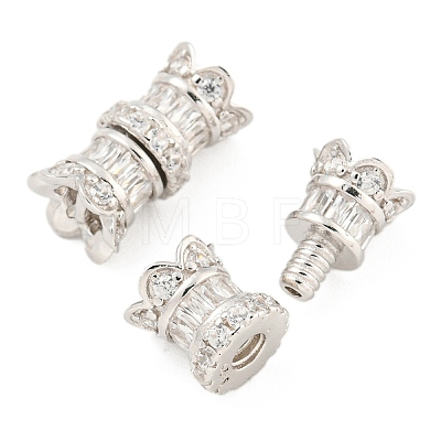 925 Sterling Silver Micro Pave Cubic Zirconia Screw Clasps STER-U001-04A-P-1