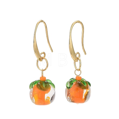 Lampwork Persimmon Dangle Earrings EJEW-TA00227-1