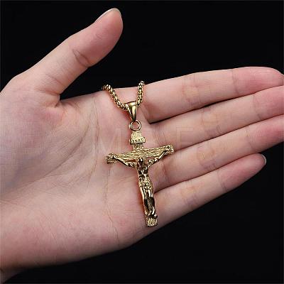 Cross Pendant Necklace with Jesus Crucifix Religious Necklace Sacrosanct Charm Neck Chain Jewelry Gift for Birthday Easter Thanksgiving Day JN1109B-1