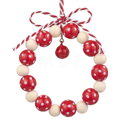 Wreath Wood Beads Pendant Decorations HJEW-TA00302-1