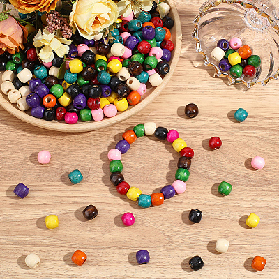 660Pcs 11 Colors Dyed Natural Maple Wood Beads WOOD-PA0001-61A-1