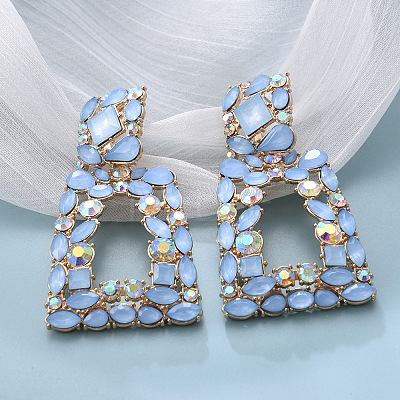 Alloy Glass Dangle Stud Earrings WG66E92-11-1