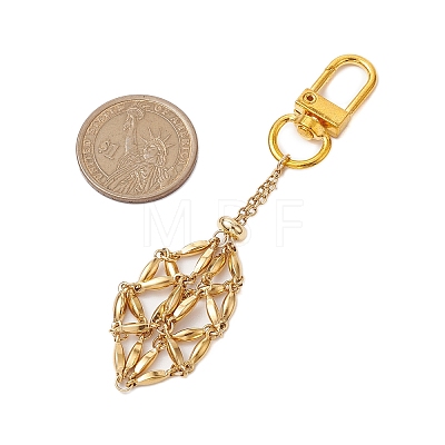 304 Stainless Steel Macrame Chain Pouch Empty Stone Holder Pendant Decoration HJEW-JM02076-1