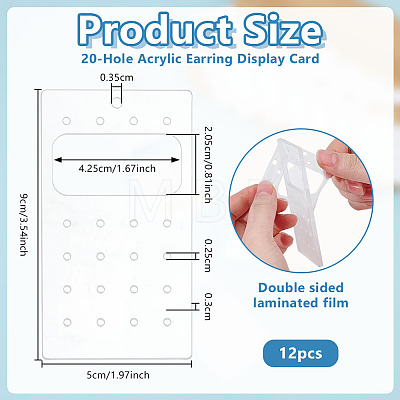 Acrylic Stud Earring Organizer Display Cards CDIS-WH0020-40B-03-1