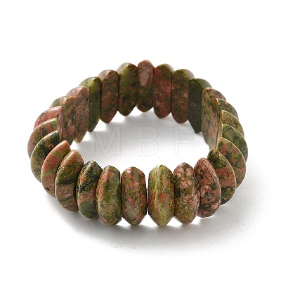 Bicone Natural Unakite Beads Stretch Bracelets for Women Men BJEW-C097-05F-1