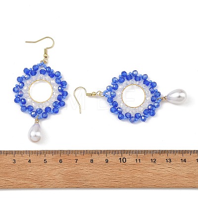 Brass Glass Beads Dangle Earrings EJEW-MZ00764-01-1
