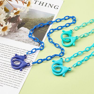 3Pcs 3 Colors Personalized ABS Plastic Cable Chain Necklaces NJEW-JN03484-02-1