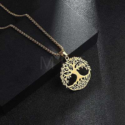 201 Stainless Steel Pendant Necklaces for Man NJEW-Q336-04C-G-1