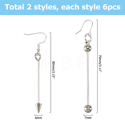 6 Pairs 3 Styles Alloy Dangle Earrings EJEW-HS0001-41-1