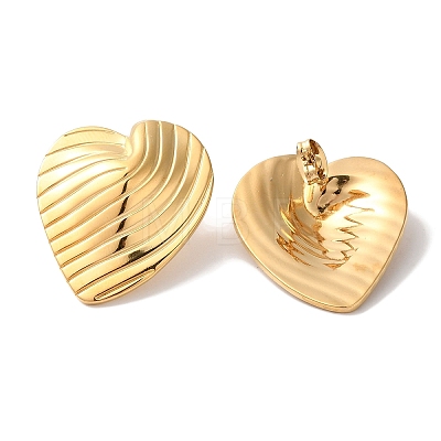 Textured Heart Ion Plating(IP) 304 Stainless Steel Stud Earrings for Women EJEW-L287-018G-1