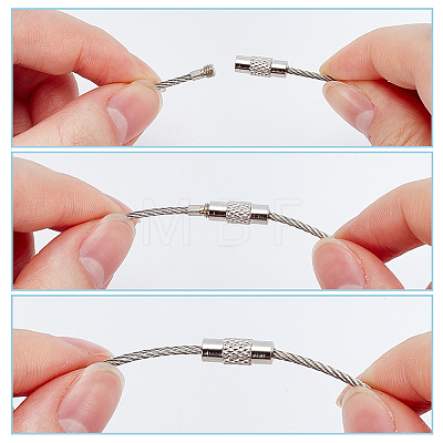 200Pcs 8 Styles 304 Stainless Steel Cable Wire Keychains AJEW-WA0003-97-1