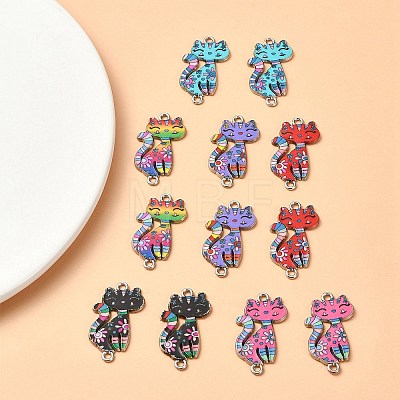 12Pcs 6 Colors Alloy Enamel Connector Charms ENAM-YW0003-89-1