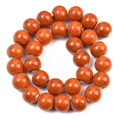 Handmade Fancy Antique Glazed Porcelain Ceramic Round Beads Strands PORC-L019-13mm-03-1