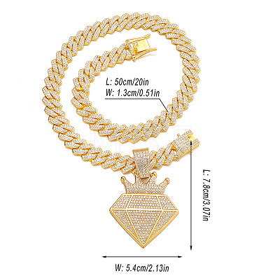 Alloy Full Crystal Rhinestone Pendant Necklaces for Men FS-WGC5342-04-1