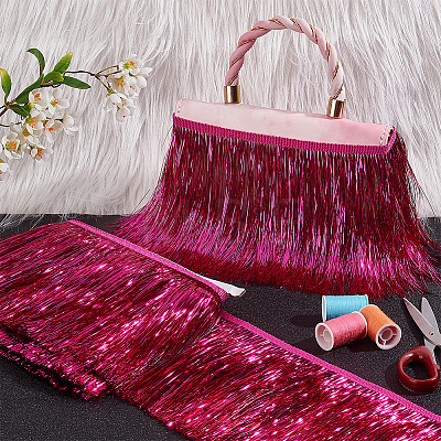 Polyester Tinsel Tassel Trimming DIY-WH0430-372A-1