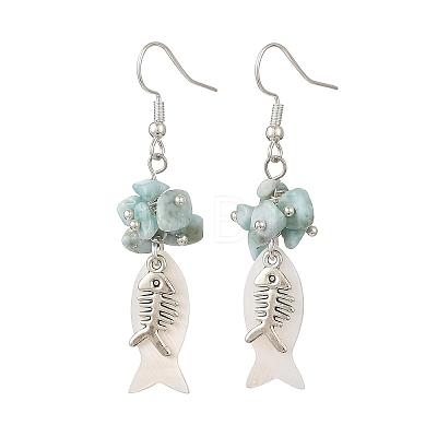 Shell Alloy Pendant Dangle Earrings for Women EJEW-JE07464-1