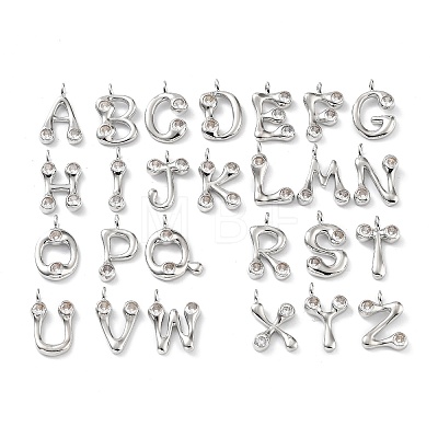 26Pcs 26 Styles Rack Plating Brass Micro Pave Cubic Zirconia Pendants KK-P247-09P-1