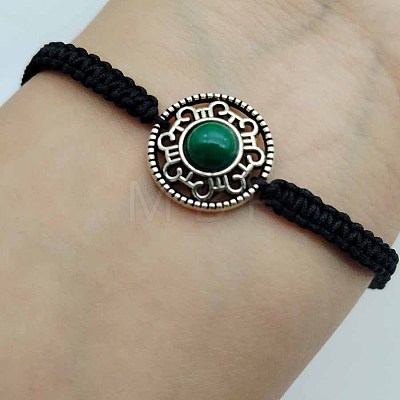 Alloy & Gemstone Round Bead Braided Bead Bracelets KO2784-5-1