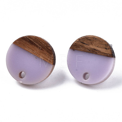 Opaque Resin & Walnut Wood Stud Earring Findings MAK-N032-007A-B04-1