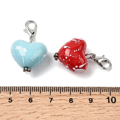 Spray Painted Opaque Acrylic Heart Pendant Decorations HJEW-JM04215-02-1