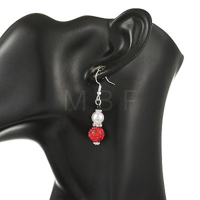 Christmas Handmade Polymer Clay Rhinestone Dangle Earrings EJEW-JE07518-01-1