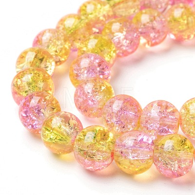 Spray Painted Crackle Glass Beads Strands CCG-Q002-8mm-03-1