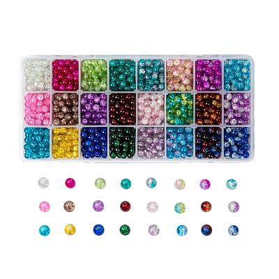 Spray Painted Crackle Glass Beads CCG-JP0001-01B-1