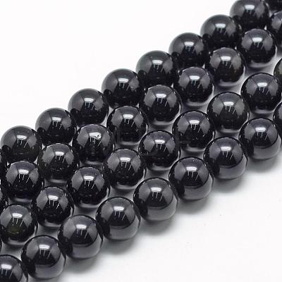 Natural Obsidian Beads Strands G-R446-8mm-24-1