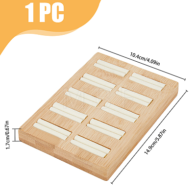 10-Slot Rectangle Bamboo Ring Display Tray Stands RDIS-WH0002-28B-1