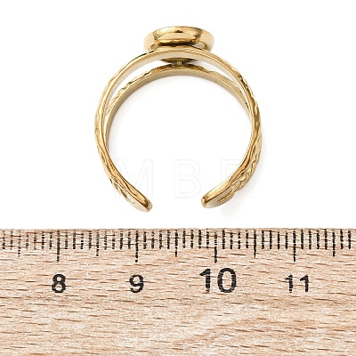 304 Stainless Steel with Glass Cat Eye Cuff Rings for Women RJEW-K309-40G-1