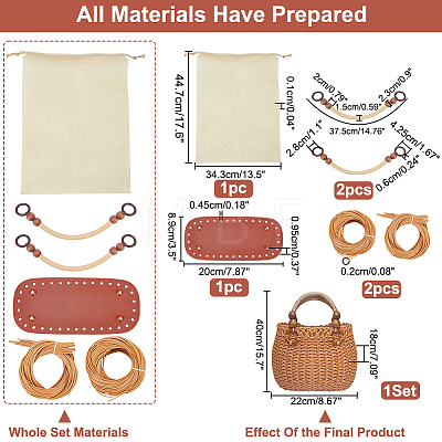 DIY Women's Plastic Rattan Woven Handbag Set DIY-WH0033-24-1