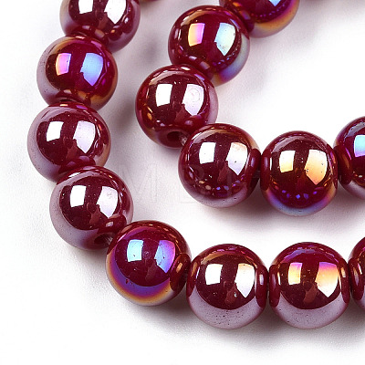 Electroplate Opaque Glass Beads Strands LS-GLAA-T032-P8mm-AB05-1