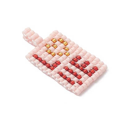 Beaded Rectangle with Word Love Charms PALLOY-MZ01086-03-1